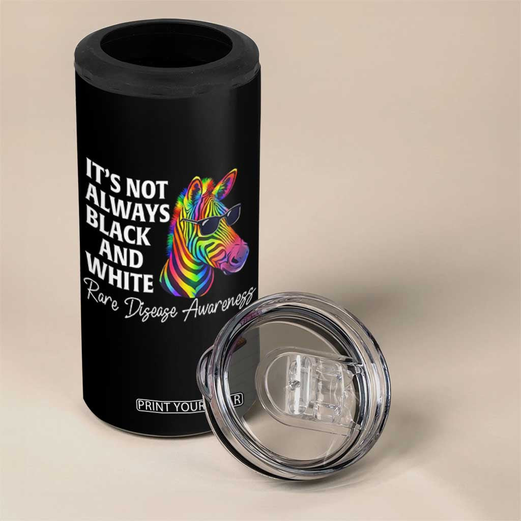 Rare Disease Awareness 4 in 1 Can Cooler Tumbler It Is Not Always Black And White Colorful Zebra TS11 Print Your Wear