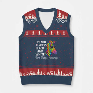Rare Disease Awareness V-Neck Knit Sweater Vest It Is Not Always Black And White Colorful Zebra TS11 Navy Red Print Your Wear