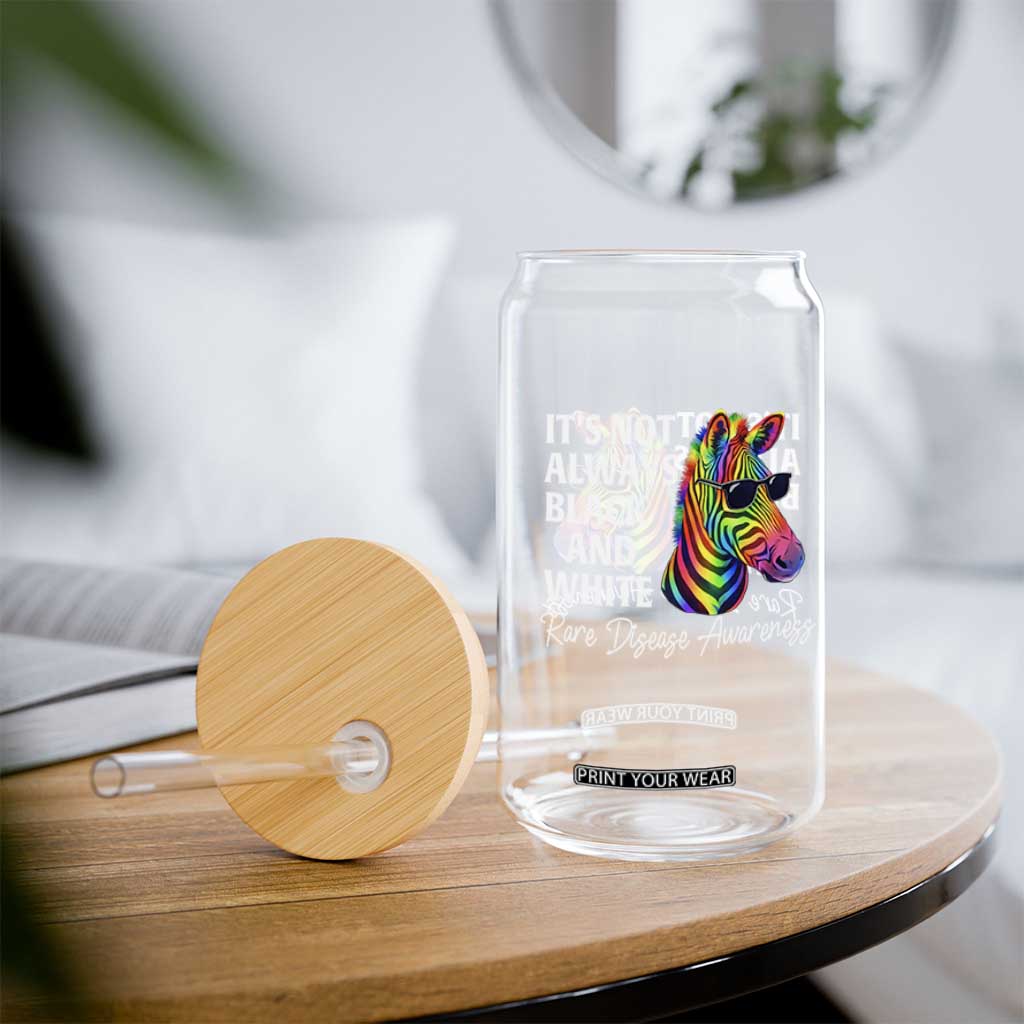 Rare Disease Awareness Glass Can It Is Not Always Black And White Colorful Zebra TS11 Print Your Wear