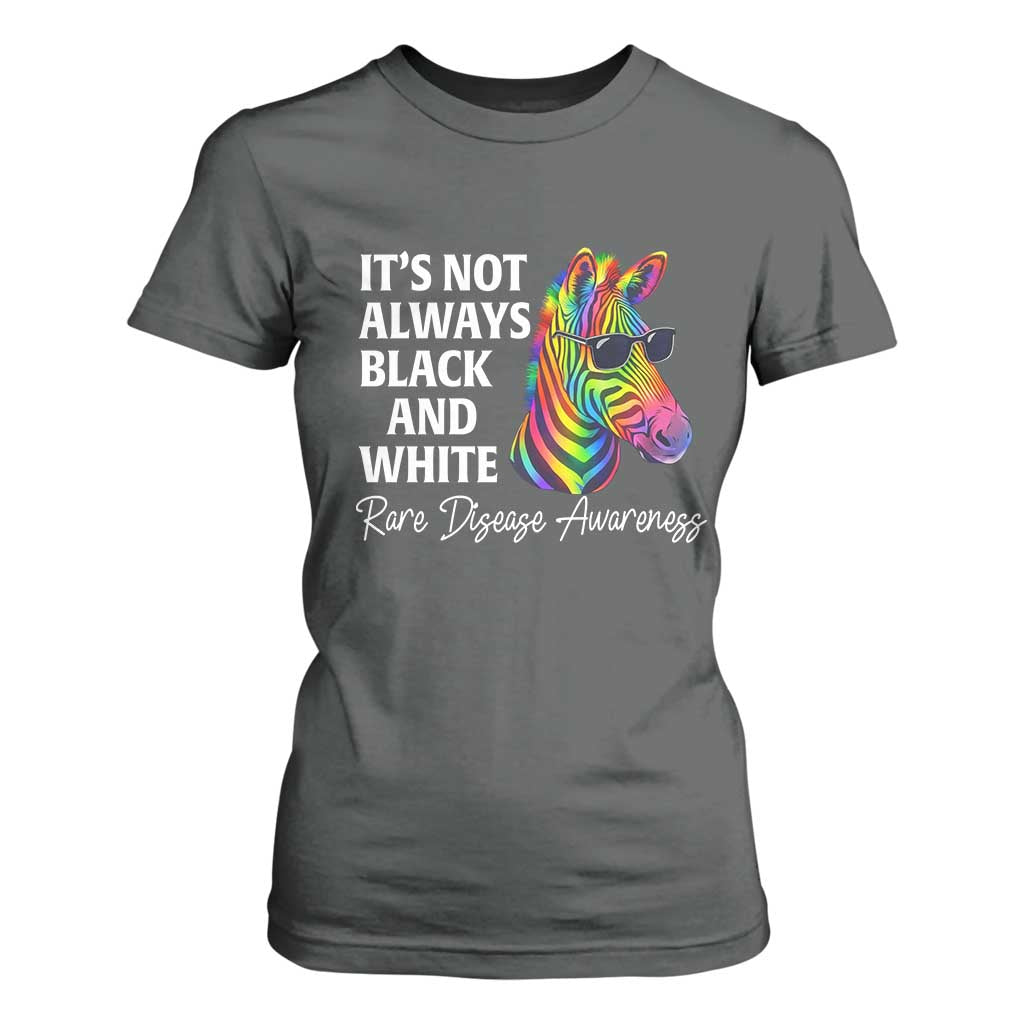 Rare Disease Awareness T Shirt For Women It Is Not Always Black And White Colorful Zebra TS11 Dark Heather Print Your Wear