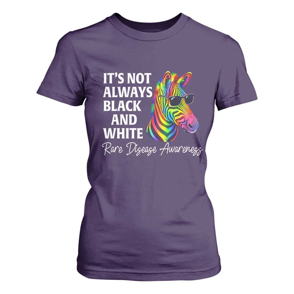 Rare Disease Awareness T Shirt For Women It Is Not Always Black And White Colorful Zebra TS11 Purple Print Your Wear