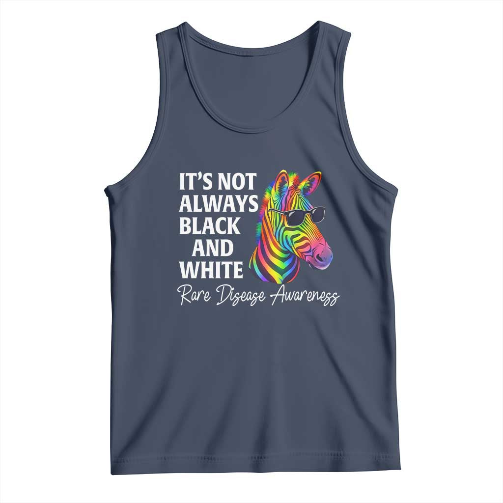 Rare Disease Awareness Tank Top It Is Not Always Black And White Colorful Zebra TS11 Navy Print Your Wear