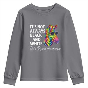 Rare Disease Awareness Youth Sweatshirt It Is Not Always Black And White Colorful Zebra TS11 Charcoal Print Your Wear