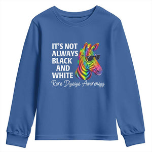 Rare Disease Awareness Youth Sweatshirt It Is Not Always Black And White Colorful Zebra TS11 Royal Blue Print Your Wear