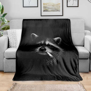 Funny Raccoon Smoking Cigarette Meme Throw Blanket Trash Panda Face Y2K Graphic TS11 Print Your Wear