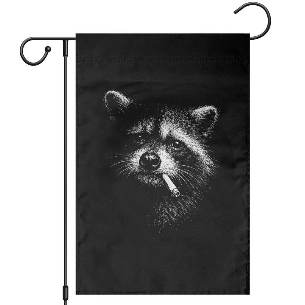 Funny Raccoon Smoking Cigarette Meme Garden Flag Trash Panda Face Y2K Graphic TS11 Black Print Your Wear