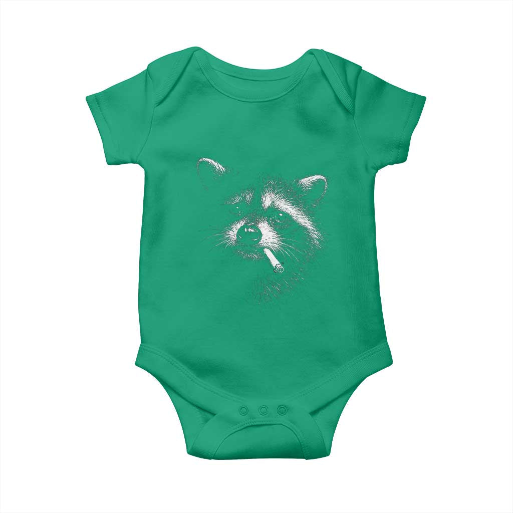 Funny Raccoon Smoking Cigarette Meme Baby Onesie Trash Panda Face Y2K Graphic TS11 Irish Green Print Your Wear