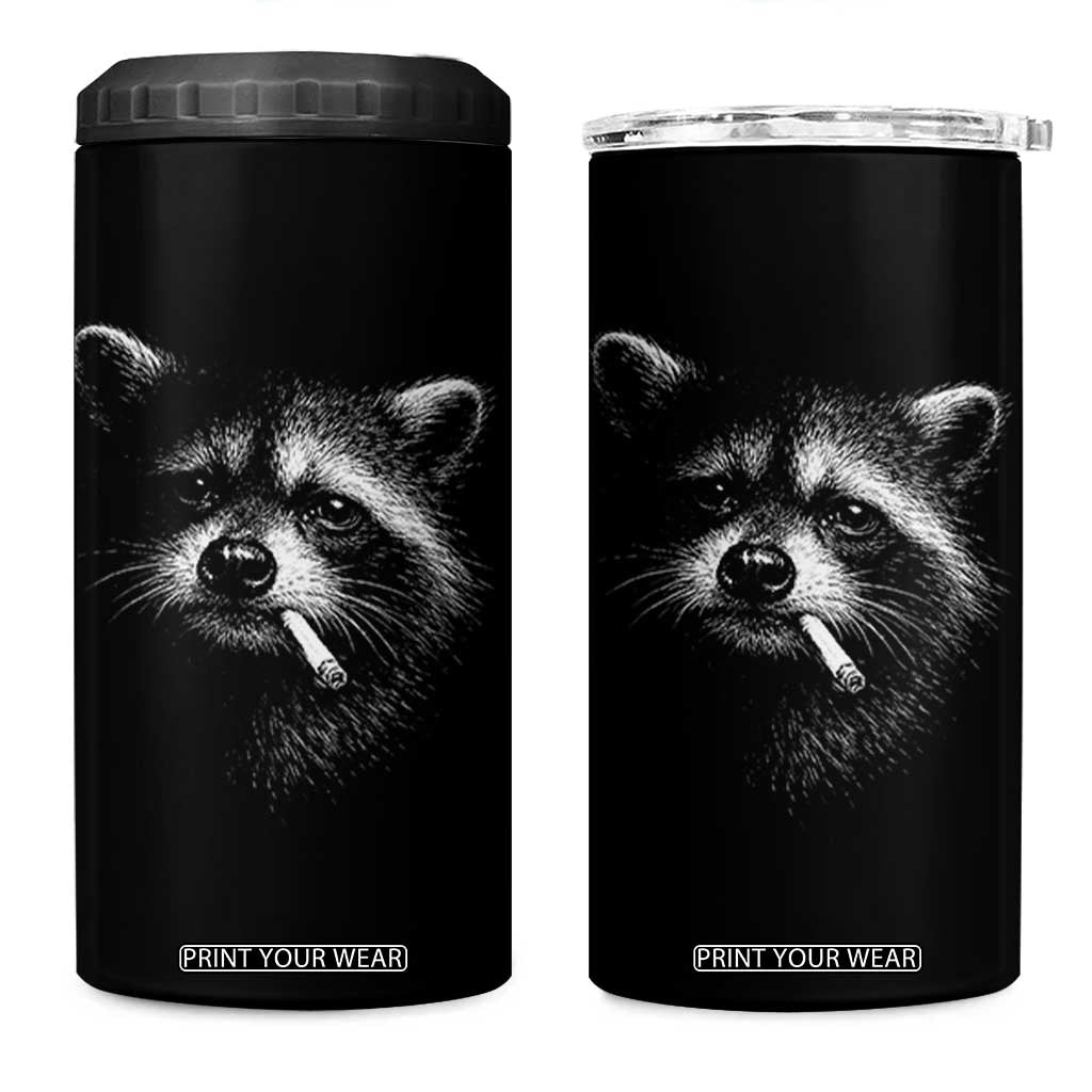 Funny Raccoon Smoking Cigarette Meme 4 in 1 Can Cooler Tumbler Trash Panda Face Y2K Graphic TS11 One Size: 16 oz Black Print Your Wear