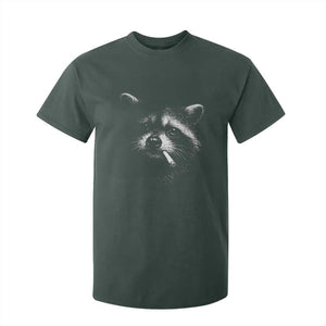 Funny Raccoon Smoking Cigarette Meme T Shirt For Kid Trash Panda Face Y2K Graphic TS11 Dark Forest Green Print Your Wear