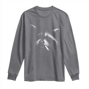 Funny Raccoon Smoking Cigarette Meme Long Sleeve Shirt Trash Panda Face Y2K Graphic TS11 Charcoal Print Your Wear