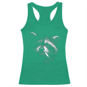 Funny Raccoon Smoking Cigarette Meme Racerback Tank Top Trash Panda Face Y2K Graphic TS11 Irish Green Print Your Wear