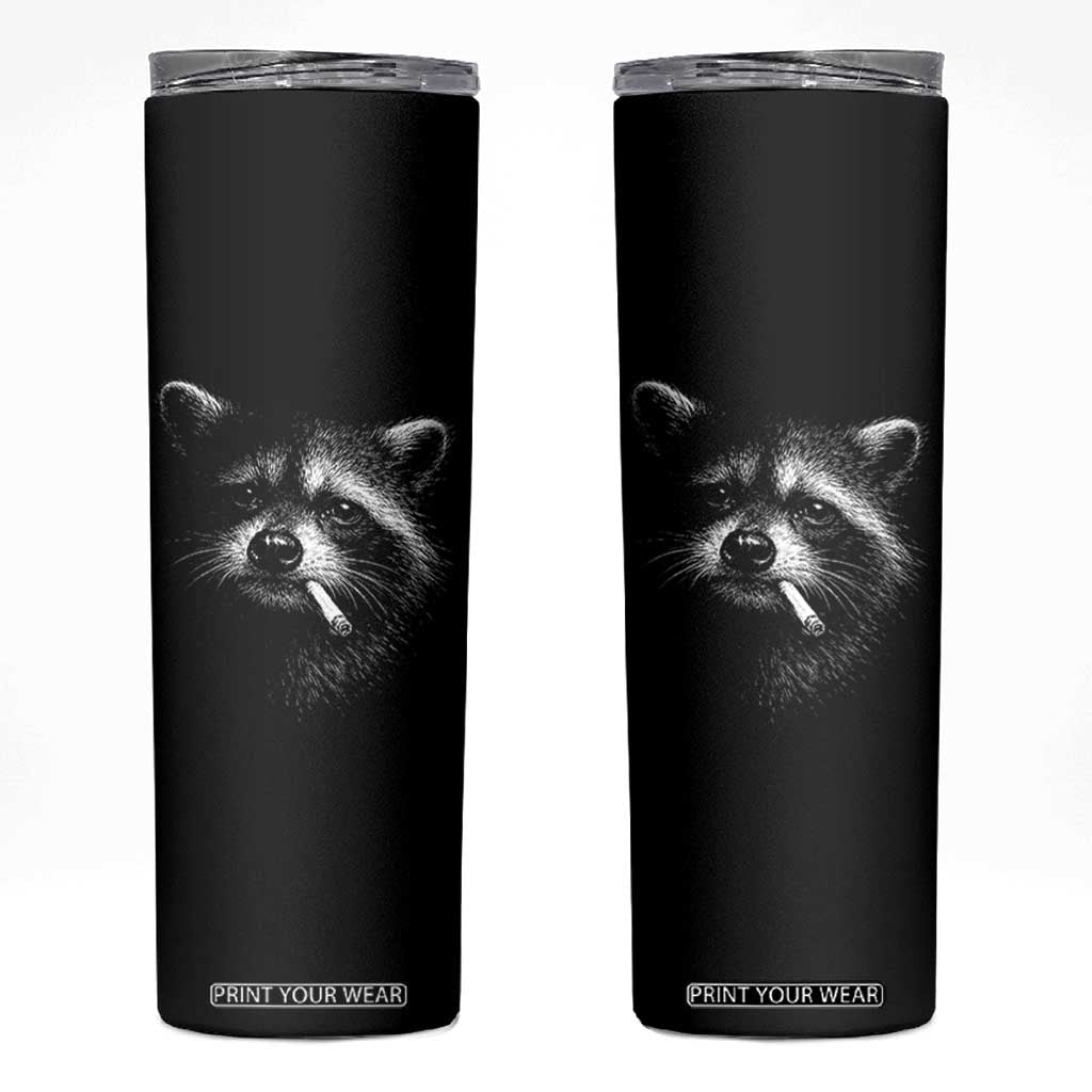Funny Raccoon Smoking Cigarette Meme Skinny Tumbler Trash Panda Face Y2K Graphic TS11 Black Print Your Wear