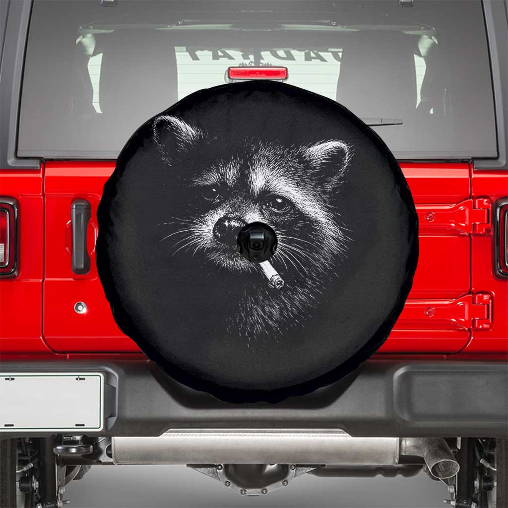 Funny Raccoon Smoking Cigarette Meme Spare Tire Cover Trash Panda Face Y2K Graphic TS11 Black Print Your Wear