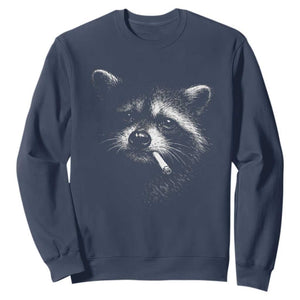 Funny Raccoon Smoking Cigarette Meme Sweatshirt Trash Panda Face Y2K Graphic TS11 Navy Print Your Wear