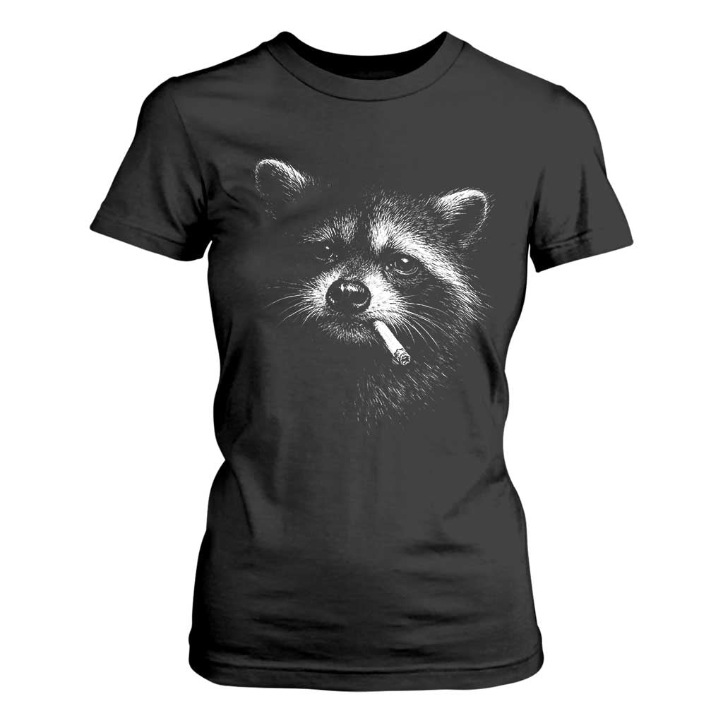 Funny Raccoon Smoking Cigarette Meme T Shirt For Women Trash Panda Face Y2K Graphic TS11 Black Print Your Wear