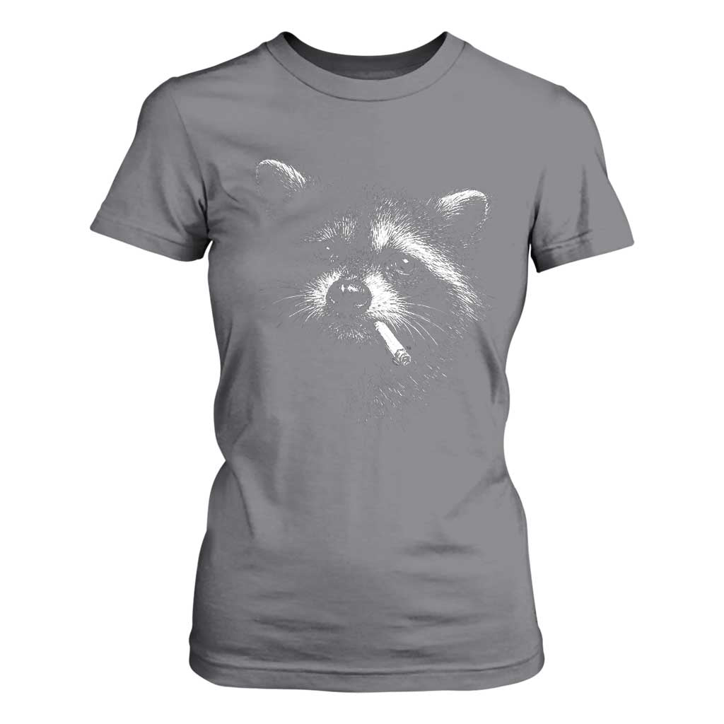 Funny Raccoon Smoking Cigarette Meme T Shirt For Women Trash Panda Face Y2K Graphic TS11 Charcoal Print Your Wear