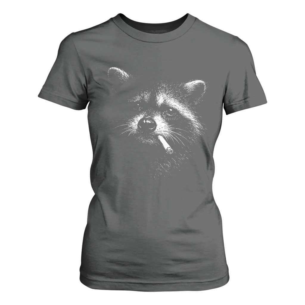 Funny Raccoon Smoking Cigarette Meme T Shirt For Women Trash Panda Face Y2K Graphic TS11 Dark Heather Print Your Wear