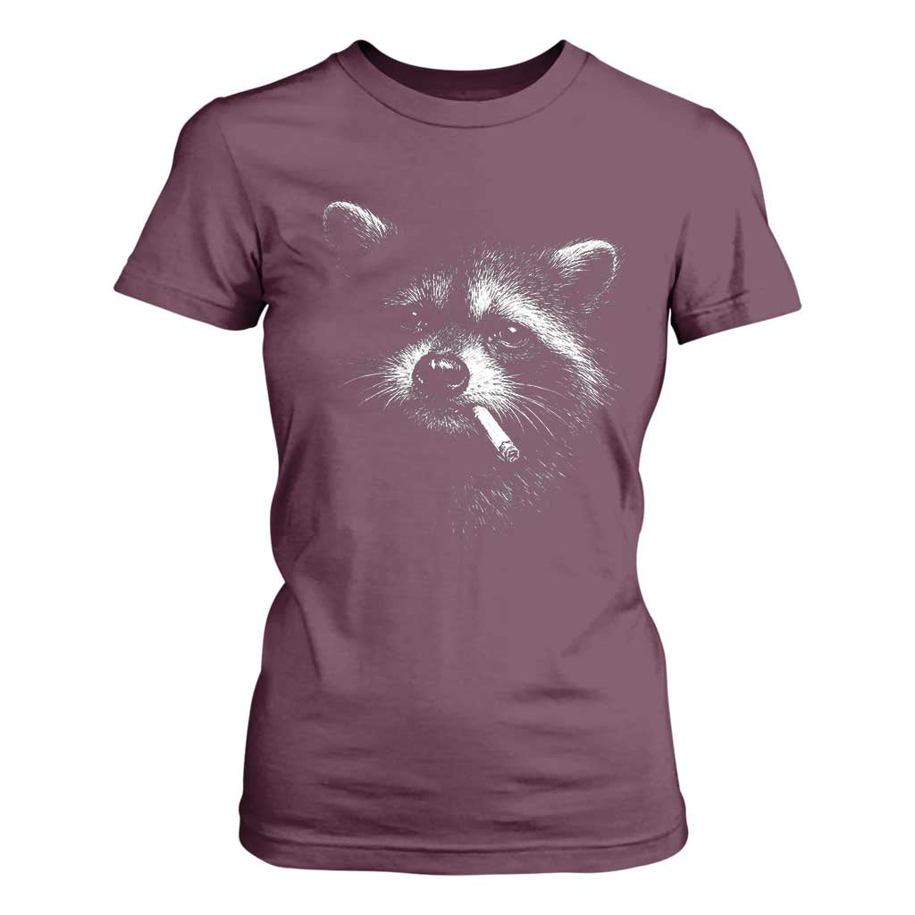 Funny Raccoon Smoking Cigarette Meme T Shirt For Women Trash Panda Face Y2K Graphic TS11 Maroon Print Your Wear