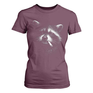 Funny Raccoon Smoking Cigarette Meme T Shirt For Women Trash Panda Face Y2K Graphic TS11 Maroon Print Your Wear