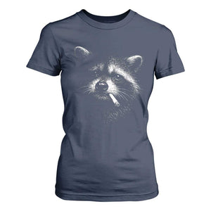 Funny Raccoon Smoking Cigarette Meme T Shirt For Women Trash Panda Face Y2K Graphic TS11 Navy Print Your Wear