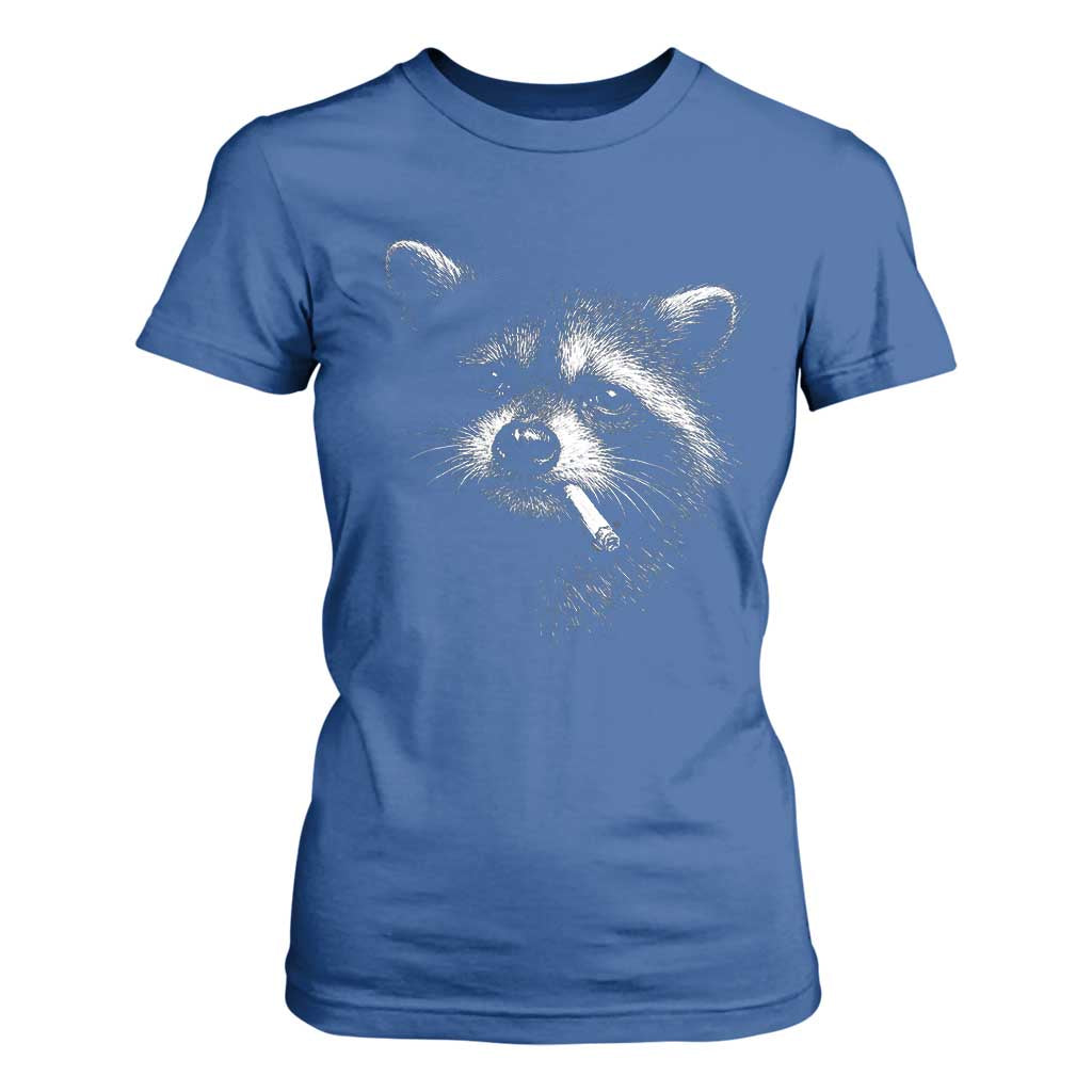 Funny Raccoon Smoking Cigarette Meme T Shirt For Women Trash Panda Face Y2K Graphic TS11 Royal Blue Print Your Wear