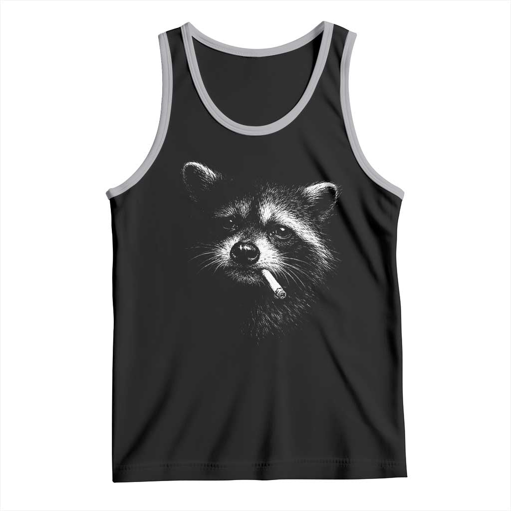 Funny Raccoon Smoking Cigarette Meme Tank Top Trash Panda Face Y2K Graphic TS11 Black Athletic Heather Print Your Wear
