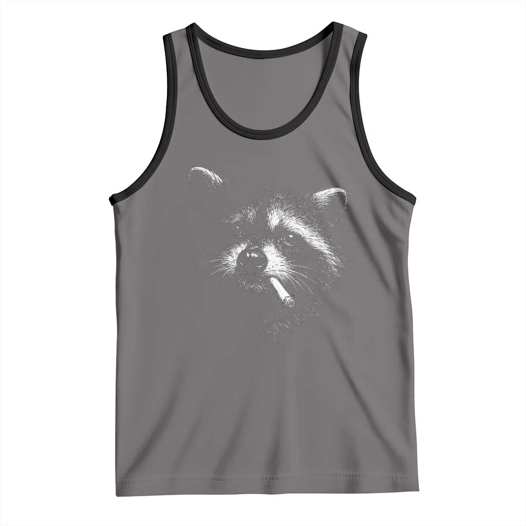 Funny Raccoon Smoking Cigarette Meme Tank Top Trash Panda Face Y2K Graphic TS11 Deep Heather Black Print Your Wear