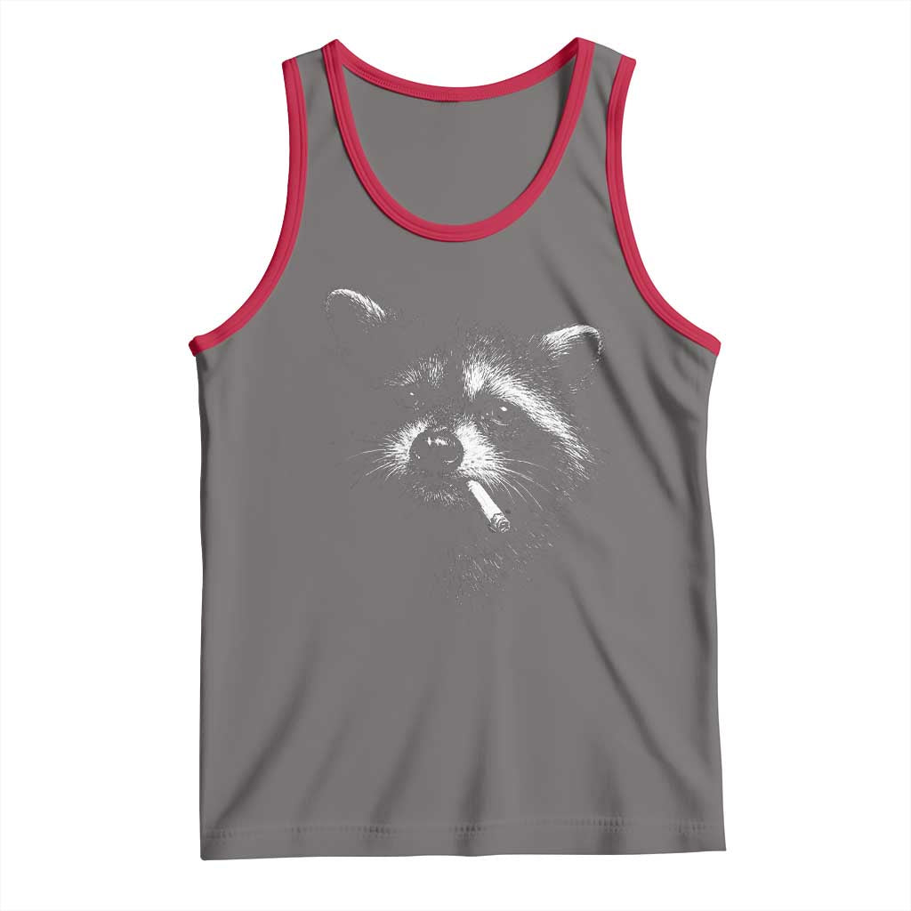 Funny Raccoon Smoking Cigarette Meme Tank Top Trash Panda Face Y2K Graphic TS11 Deep Heather Red Print Your Wear