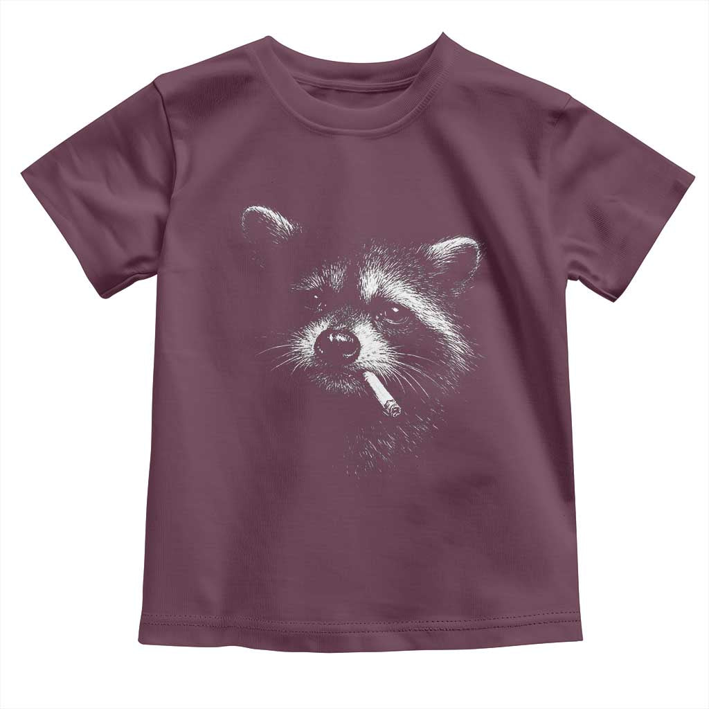 Funny Raccoon Smoking Cigarette Meme Toddler T Shirt Trash Panda Face Y2K Graphic TS11 Maroon Print Your Wear