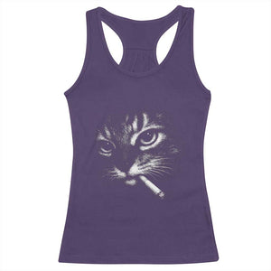 Funny Cat Smoking Cigarette Meme Racerback Tank Top Cat Face Y2K Graphic TS11 Purple Print Your Wear