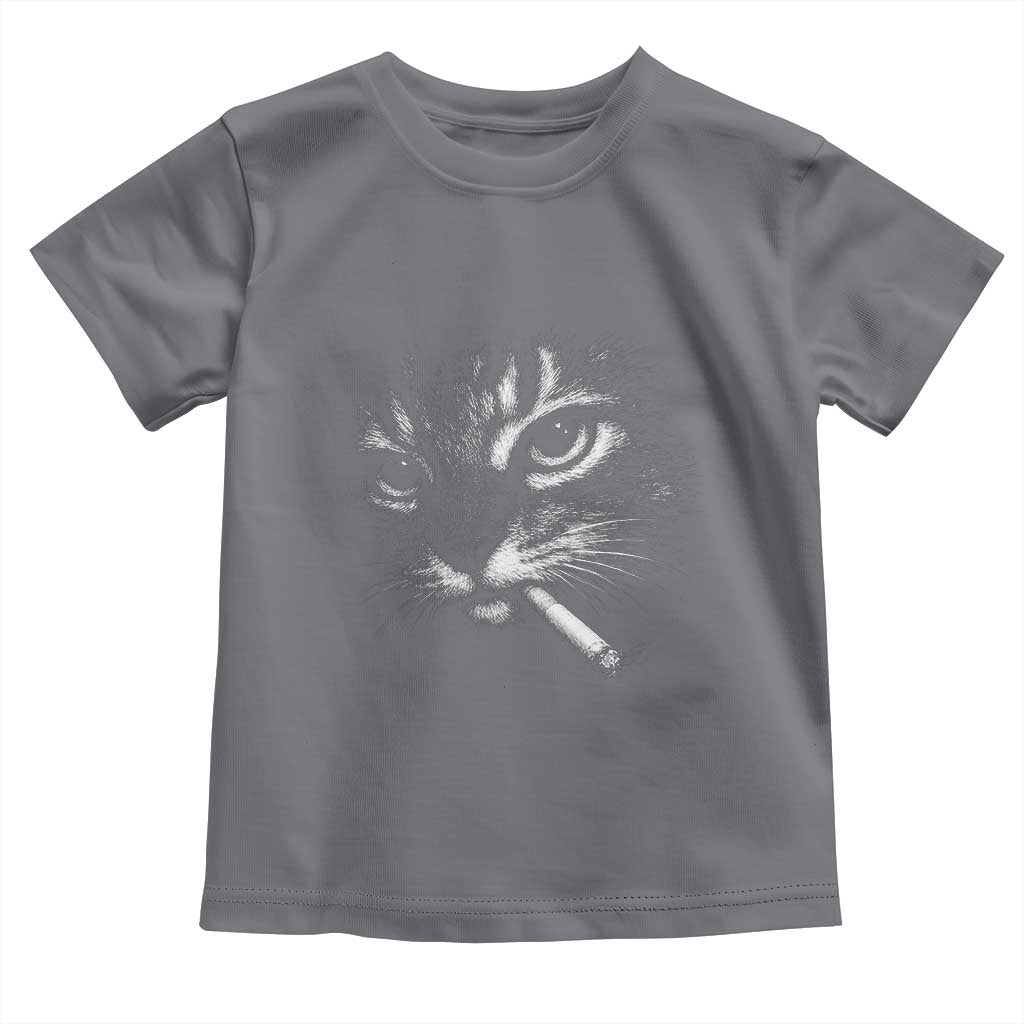 Funny Cat Smoking Cigarette Meme Toddler T Shirt Cat Face Y2K Graphic TS11 Charcoal Print Your Wear