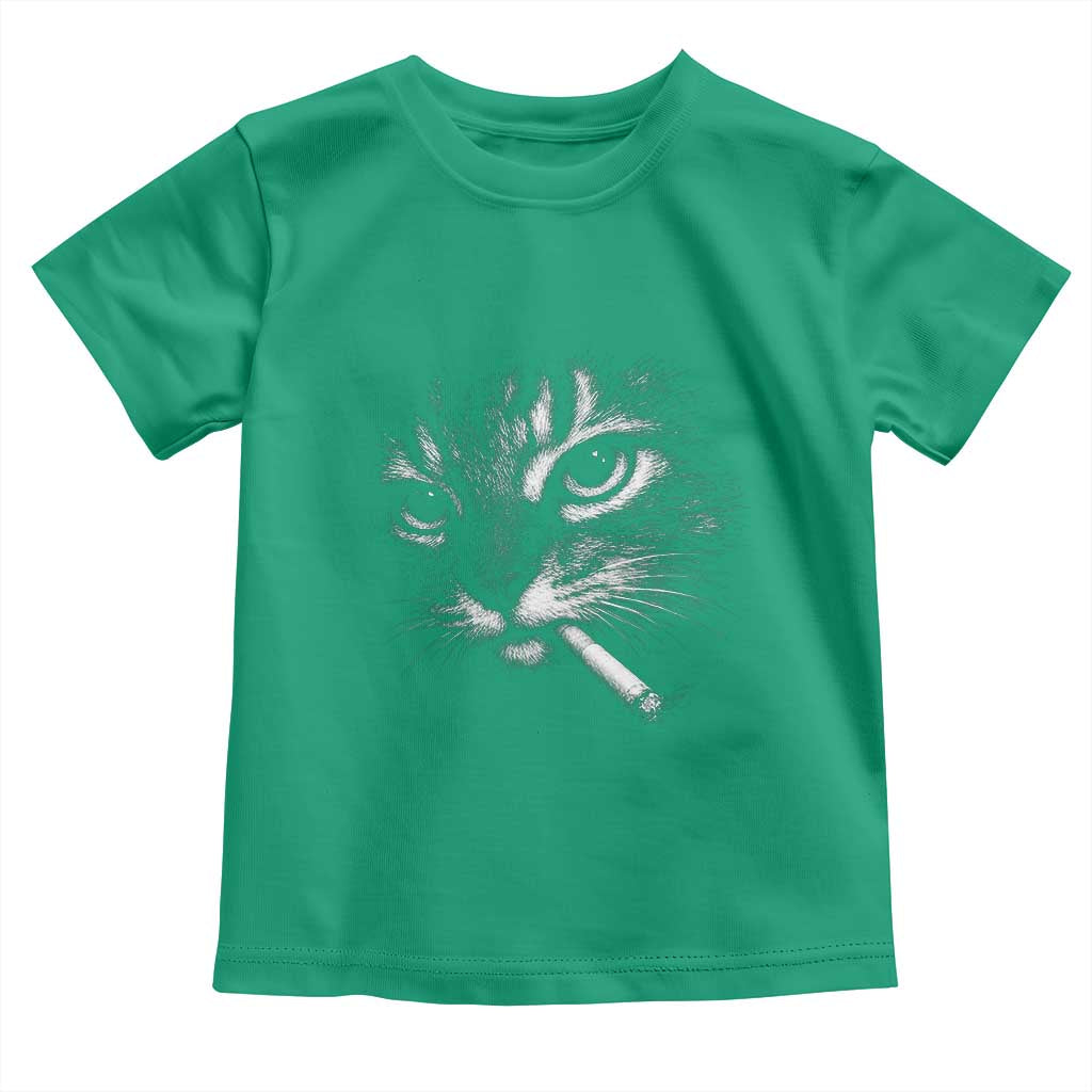 Funny Cat Smoking Cigarette Meme Toddler T Shirt Cat Face Y2K Graphic TS11 Irish Green Print Your Wear
