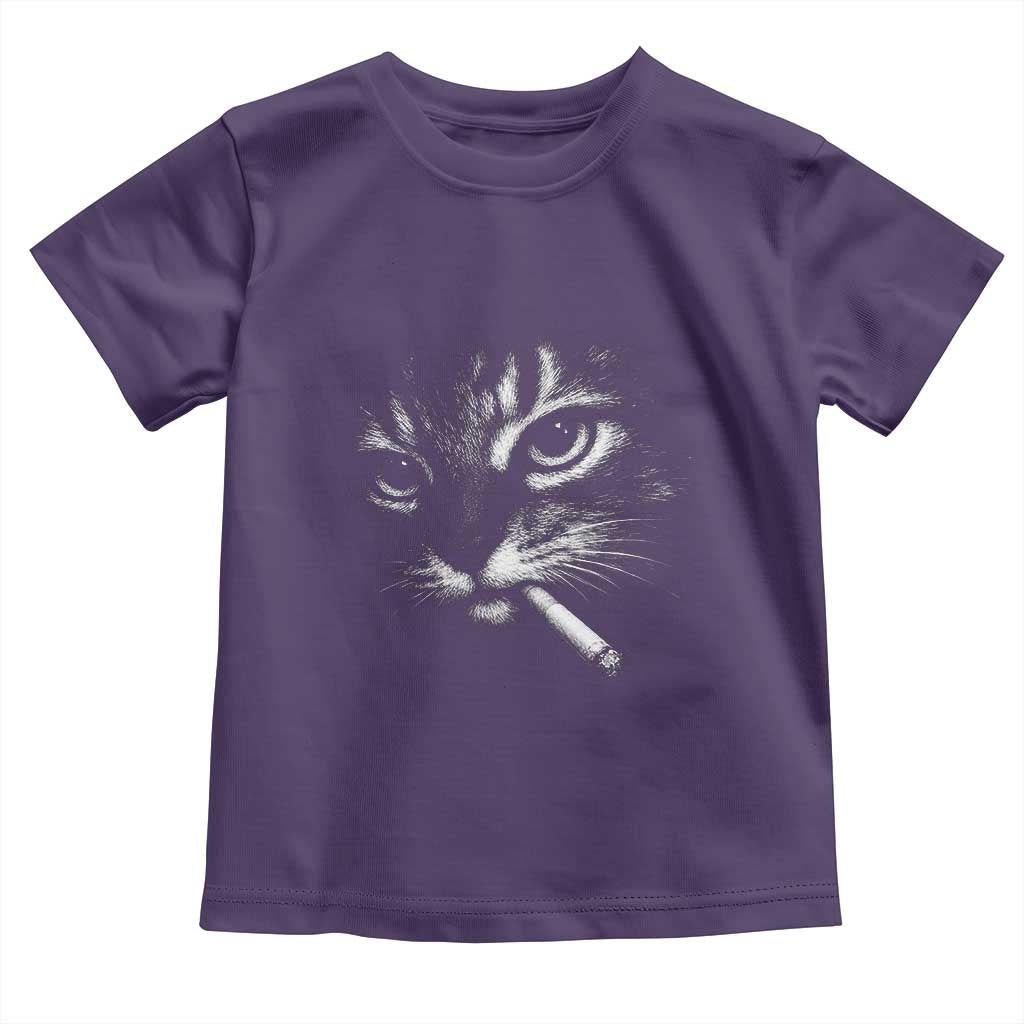 Funny Cat Smoking Cigarette Meme Toddler T Shirt Cat Face Y2K Graphic TS11 Purple Print Your Wear