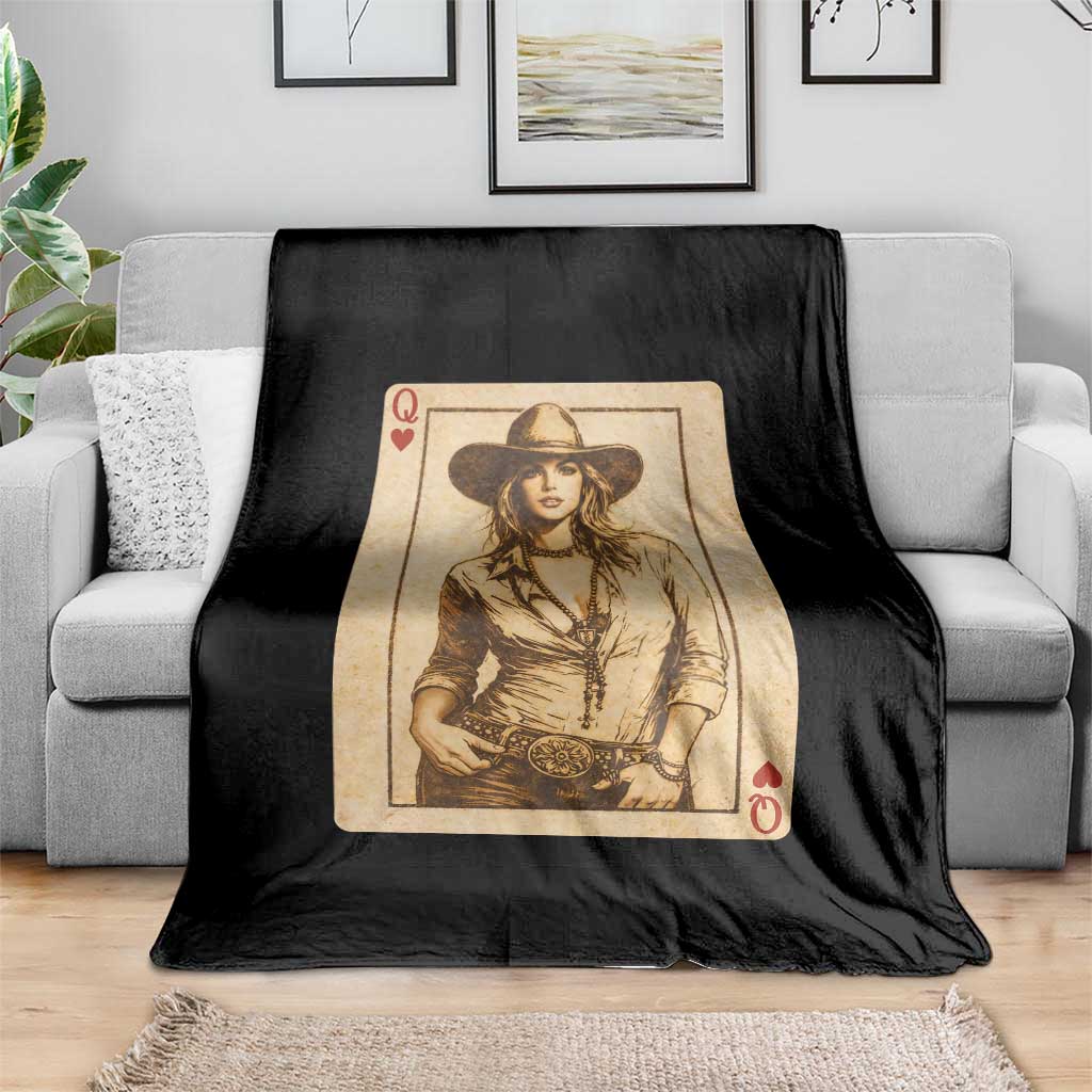 Funny Western Valentine Cowgirl Queen of Hearts Card Throw Blanket TS11 Print Your Wear