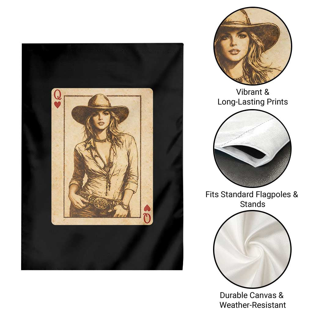 Funny Western Valentine Cowgirl Queen of Hearts Card Garden Flag TS11 Print Your Wear