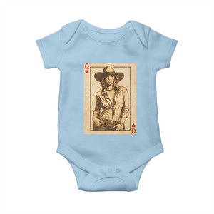 Funny Western Valentine Cowgirl Queen of Hearts Card Baby Onesie TS11 Light Blue Print Your Wear
