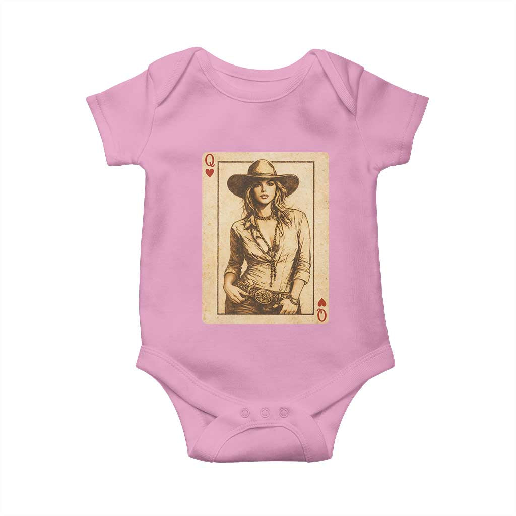 Funny Western Valentine Cowgirl Queen of Hearts Card Baby Onesie TS11 Light Pink Print Your Wear