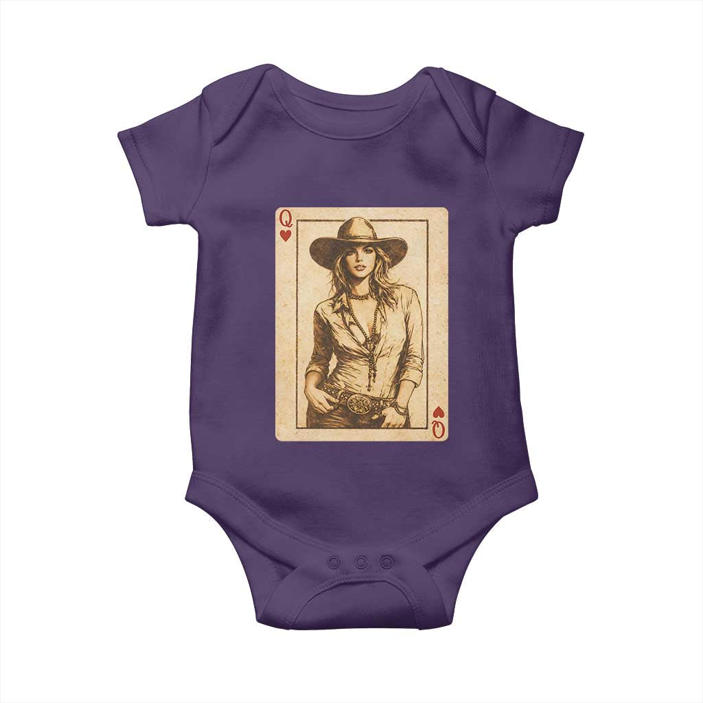 Funny Western Valentine Cowgirl Queen of Hearts Card Baby Onesie TS11 Purple Print Your Wear