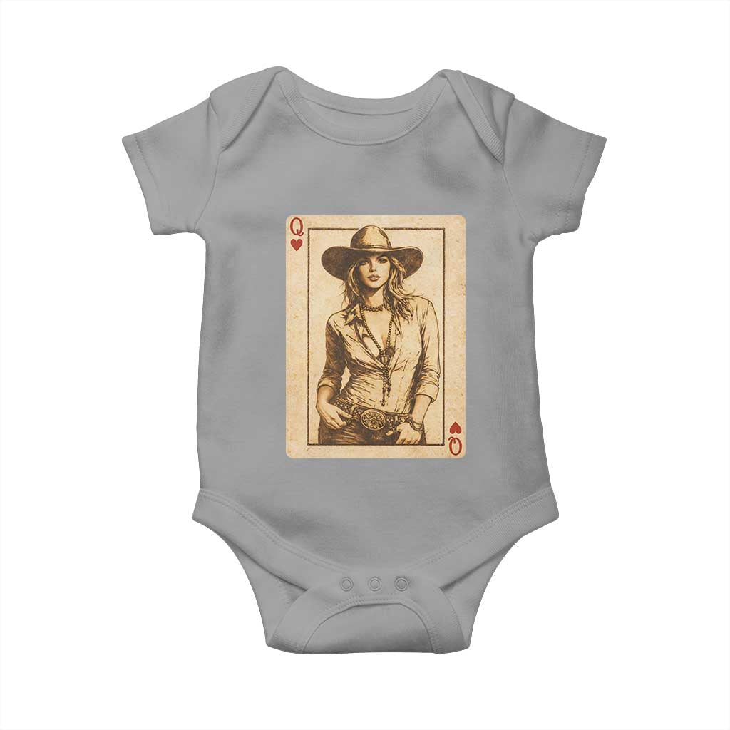 Funny Western Valentine Cowgirl Queen of Hearts Card Baby Onesie TS11 Sport Gray Print Your Wear