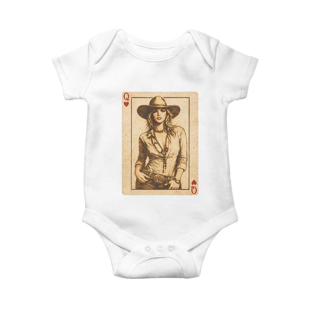 Funny Western Valentine Cowgirl Queen of Hearts Card Baby Onesie TS11 White Print Your Wear