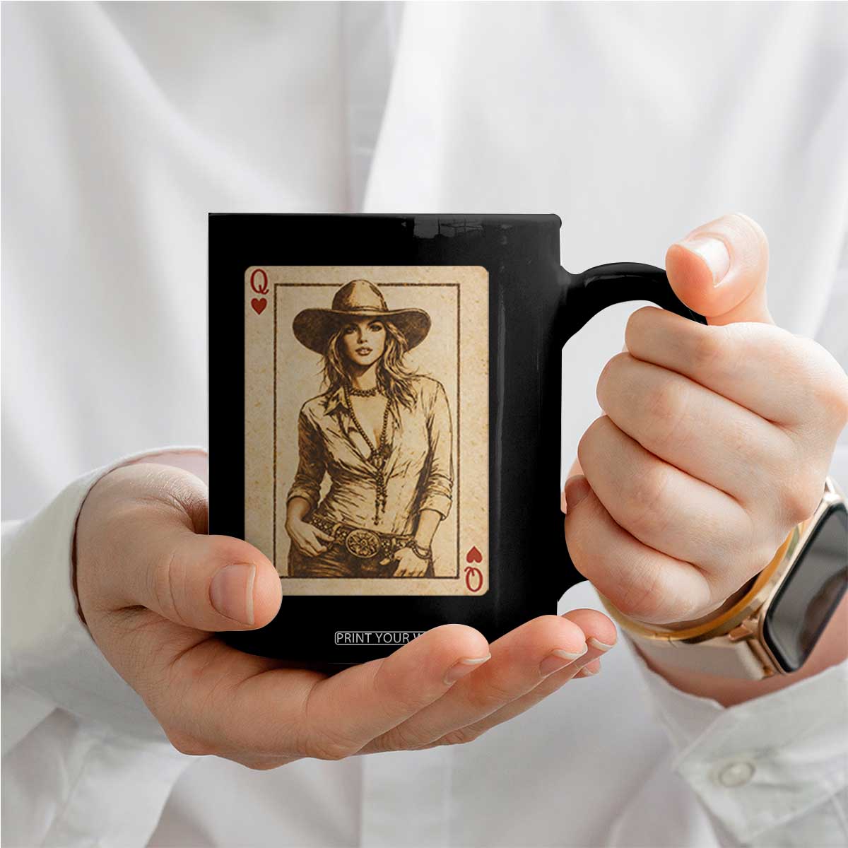 Funny Western Valentine Cowgirl Queen of Hearts Card Coffee Mug TS11 Print Your Wear