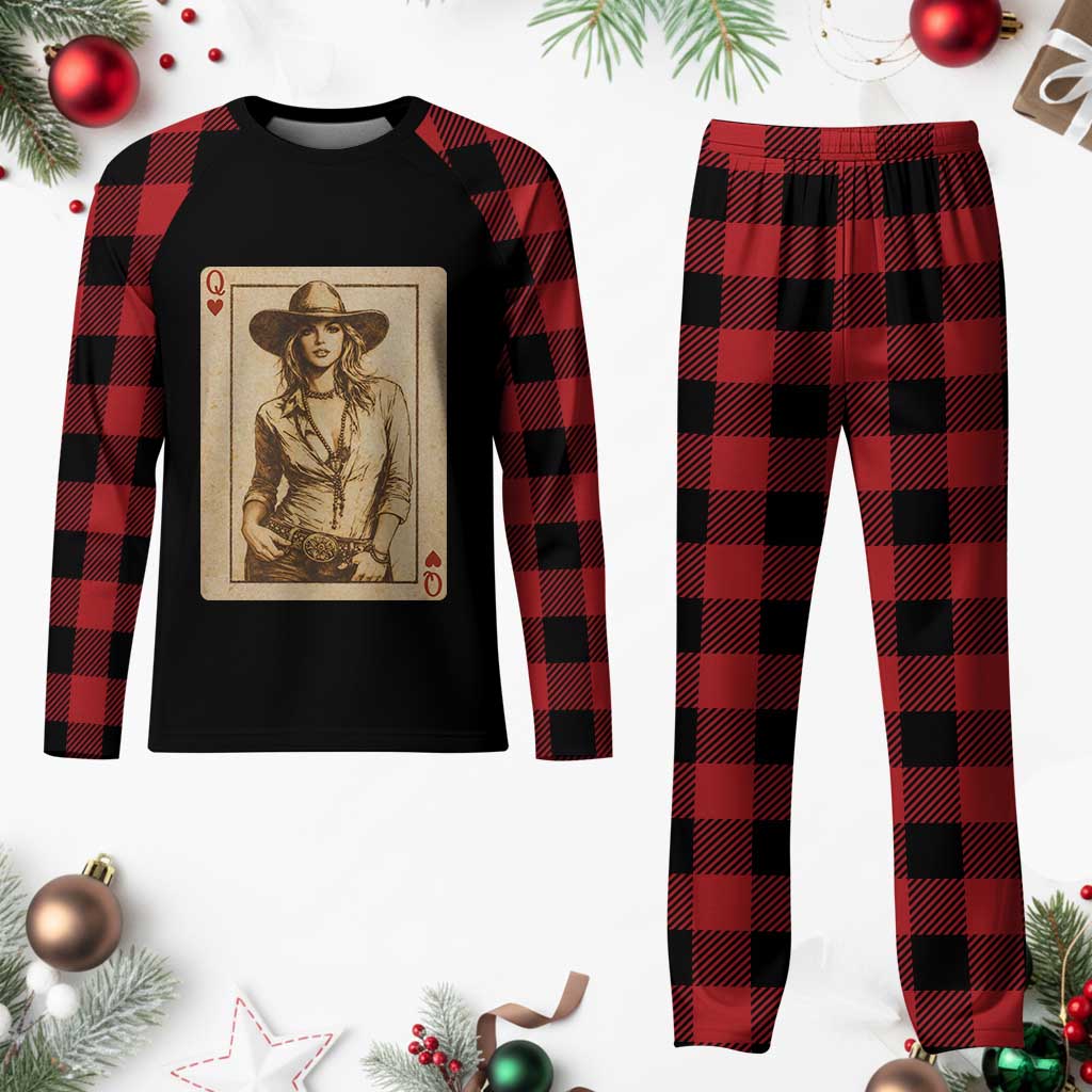 Funny Western Valentine Cowgirl Queen of Hearts Card Plaid Pajama Set TS11 Buffalo Plaid Print Your Wear