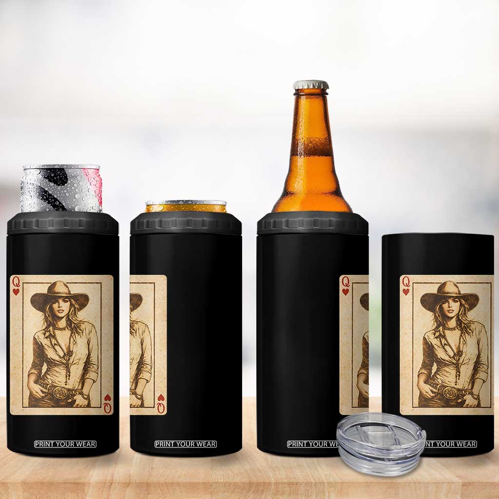 Funny Western Valentine Cowgirl Queen of Hearts Card 4 in 1 Can Cooler Tumbler TS11 Print Your Wear