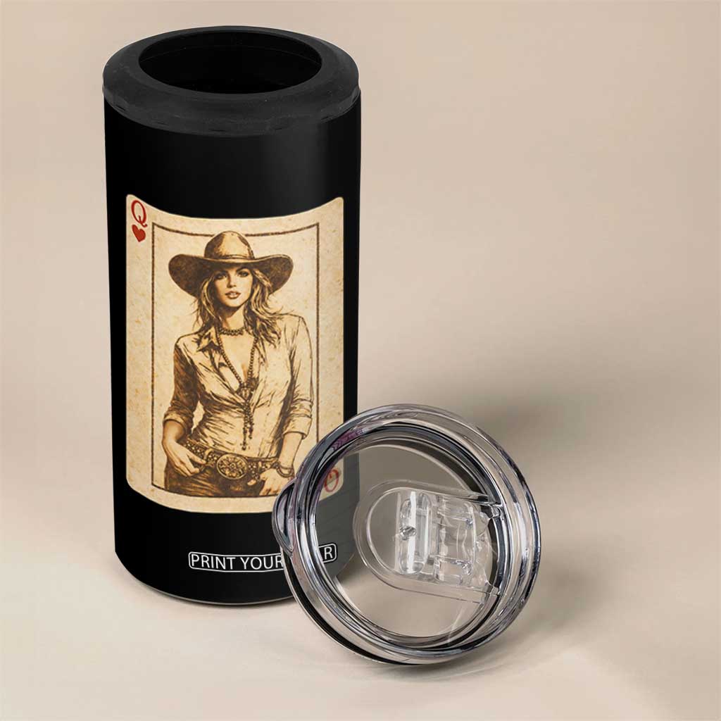 Funny Western Valentine Cowgirl Queen of Hearts Card 4 in 1 Can Cooler Tumbler TS11 Print Your Wear