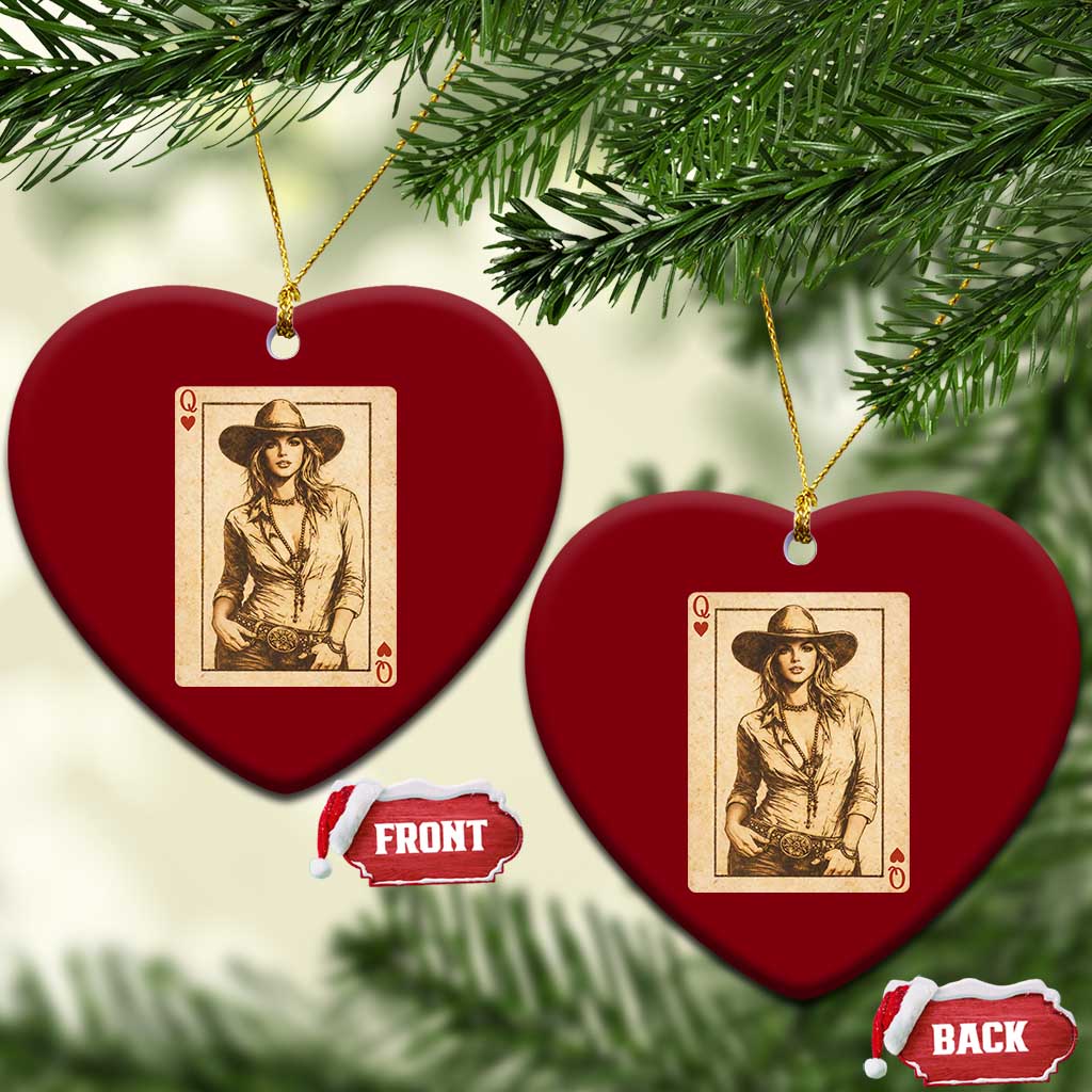 Funny Western Valentine Cowgirl Queen of Hearts Card Ceramic Ornament TS11 Print Your Wear