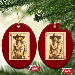 Funny Western Valentine Cowgirl Queen of Hearts Card Ceramic Ornament TS11 Print Your Wear