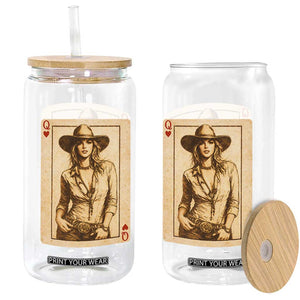 Funny Western Valentine Cowgirl Queen of Hearts Card Glass Can TS11 Print Your Wear
