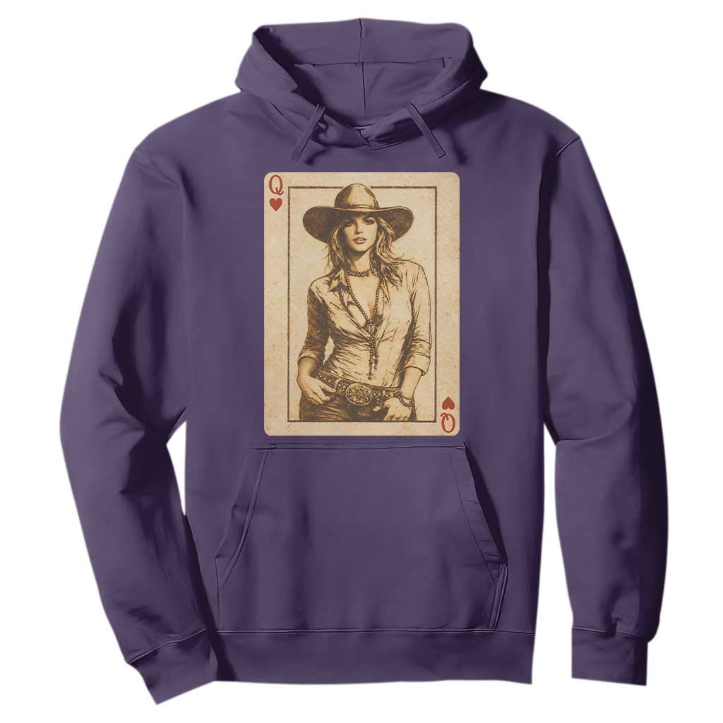 Funny Western Valentine Cowgirl Queen of Hearts Card Hoodie TS11 Purple Print Your Wear