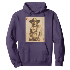 Funny Western Valentine Cowgirl Queen of Hearts Card Hoodie TS11 Purple Print Your Wear