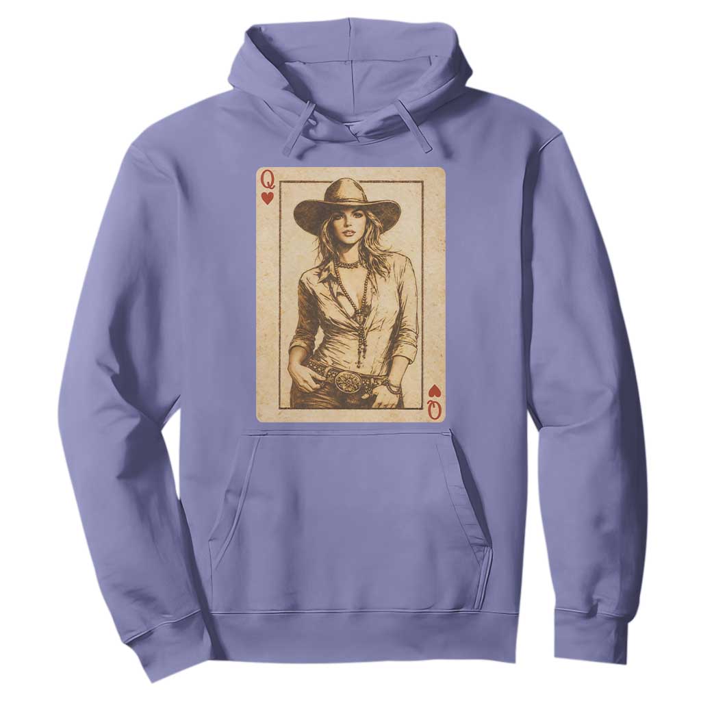 Funny Western Valentine Cowgirl Queen of Hearts Card Hoodie TS11 Violet Print Your Wear